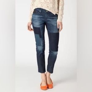 AG Stevie slim straight ankle patchwork jeans